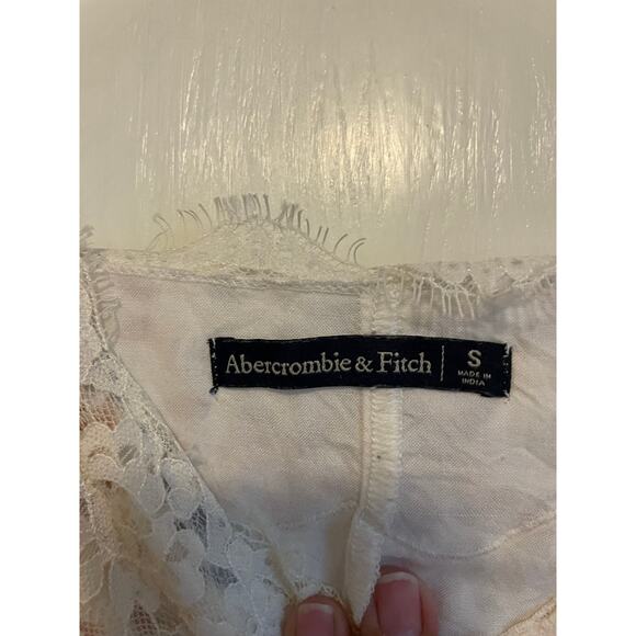 Abercrombie & Fitch lace trim animal print cami tank top chiffon cream y2k Small - Picture 7 of 8